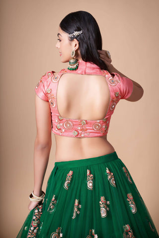 green lehenga for reception