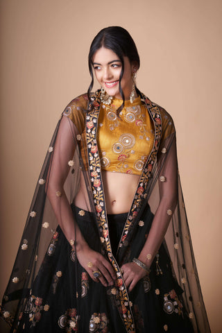 simple black lehenga for wedding