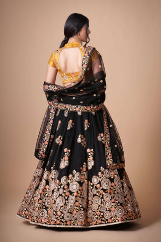 Ravishing in Black Stunning Soft Net Sequins Lehenga Choli