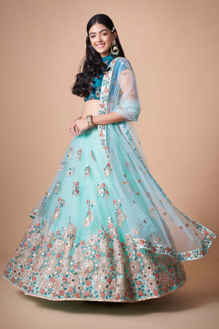 sky blue lehenga for engagement