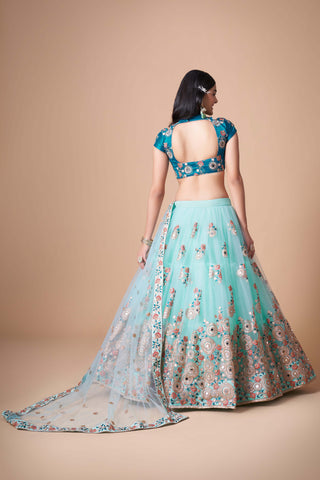 Sky blue lehenga for reception