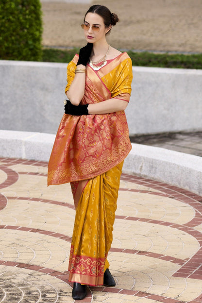 Yellow Banarasi Saree for bride
