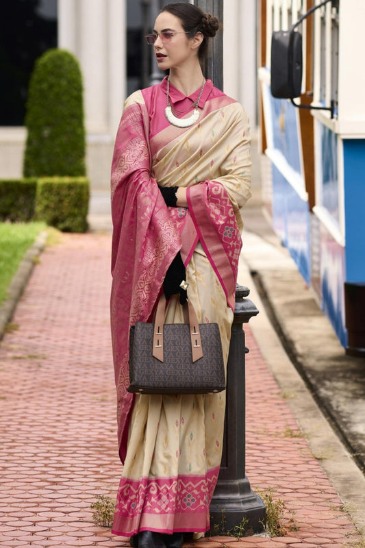 Beige Saree for Wedding

