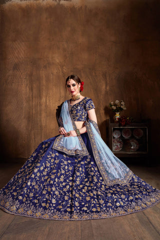 Navy blue lehenga combination