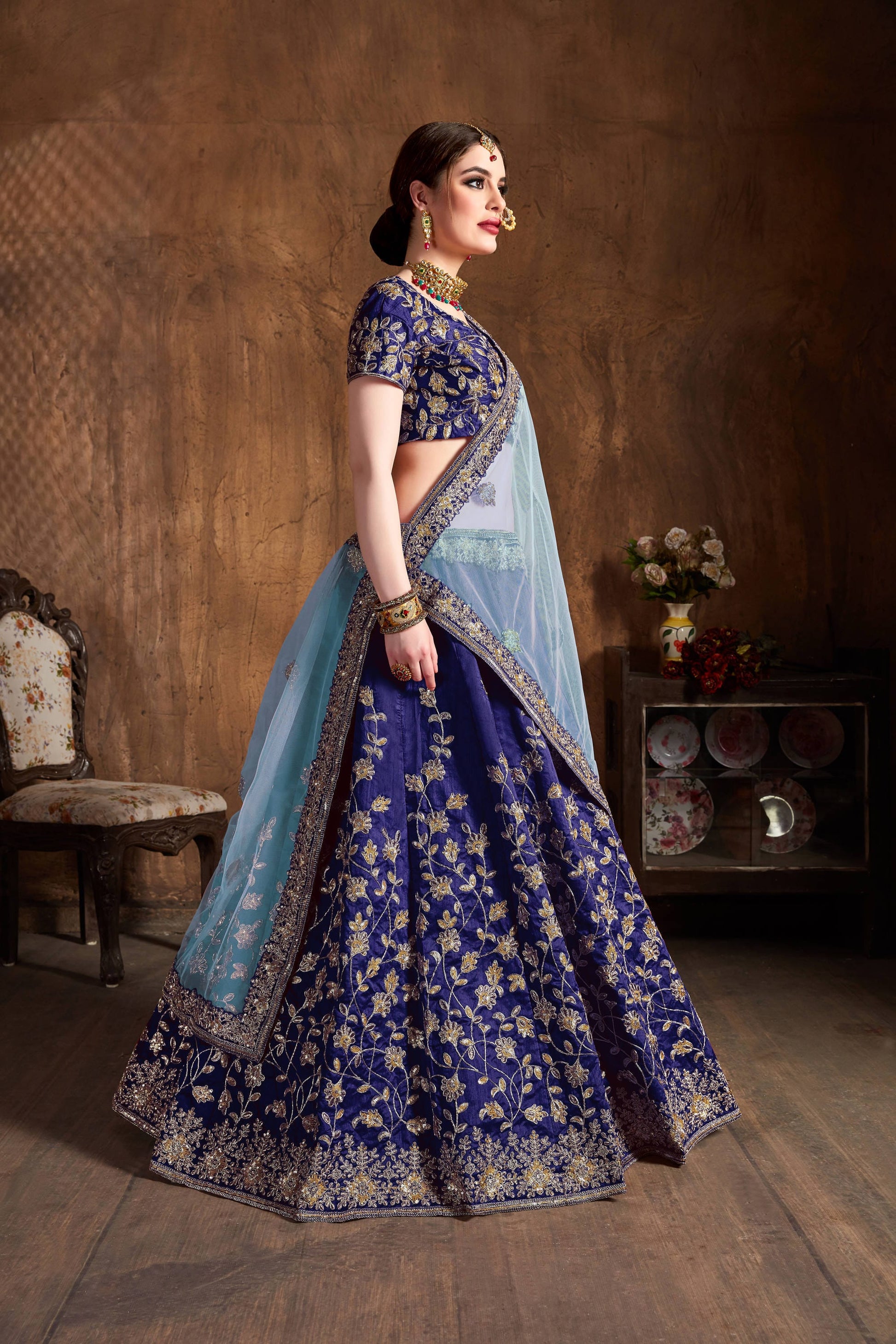 Navy blue lehenga choli for wedding with price