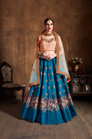 Teal Blue Lehenga combination