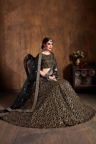 Simple Black Lehenga for Wedding