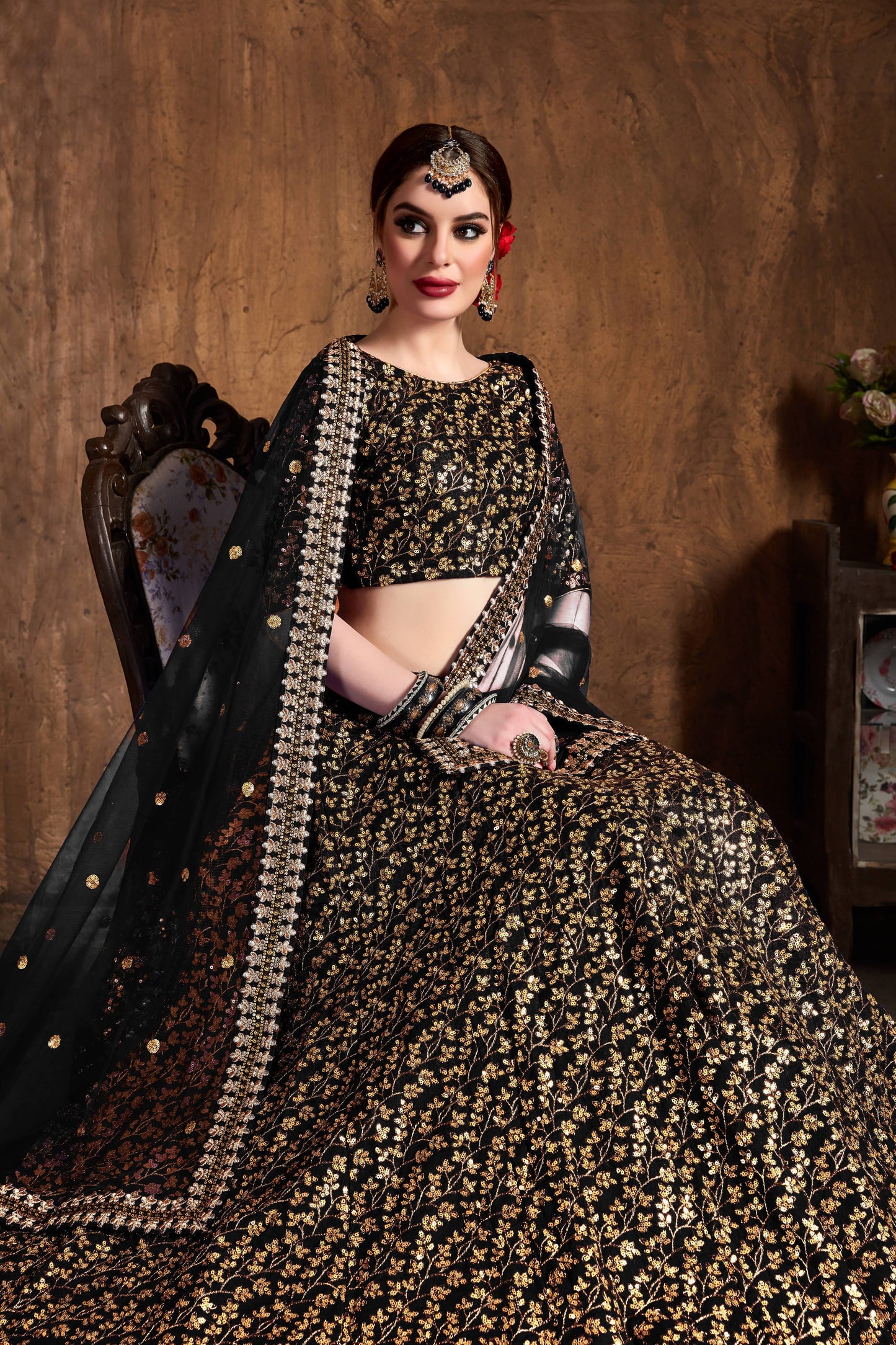 Modern black Lehenga for Wedding