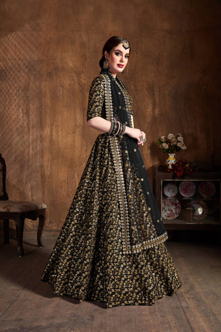 Simple black lehenga choli for wedding