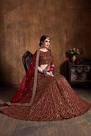 Maroon Lehenga for Party