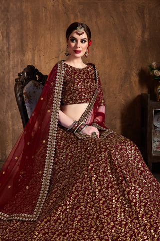 Maroon Lehenga combinationSimple maroon lehenga choli