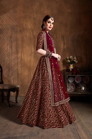 Maroon lehenga choli images