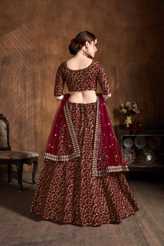 Maroon Lehenga with Matching dupatta