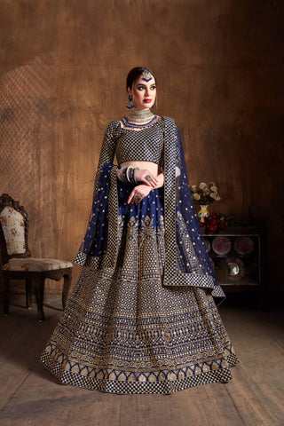 Navy blue lehenga combination