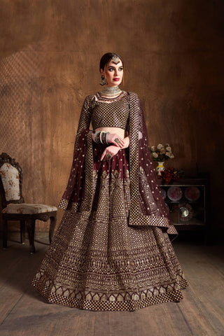 Maroon Bridal Lehenga with Double Dupatta