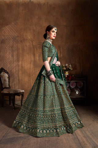 Dark green lehenga for wedding