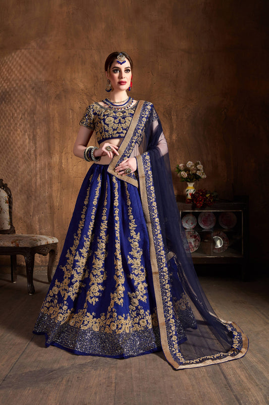 Navy blue lehenga for wedding party