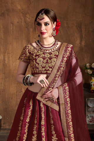 Simple maroon lehenga for wedding