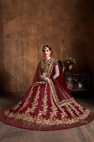 Simple maroon lehenga for wedding with price