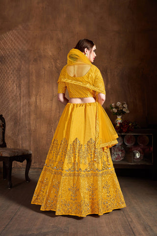 Simple yellow lehenga for wedding with price