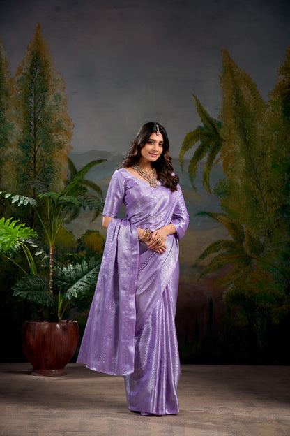Lavender color kanjivaram saree for women online shopping
