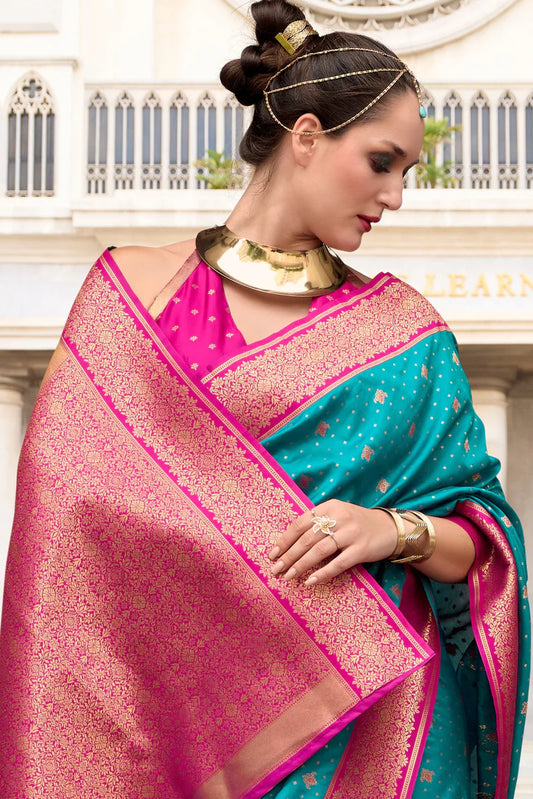 Rama color soft silk saree for women price
