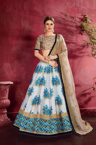 Heavy banglori silk beige lehenga choli