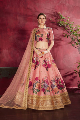 heavy banglori silk Peach lehenga reception