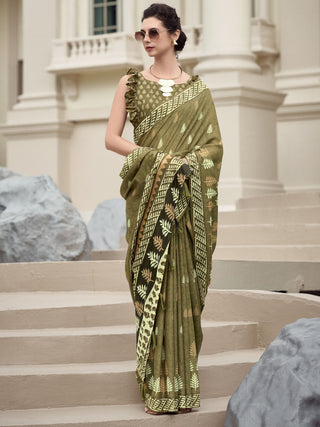 Mehendi Green colour Saree
