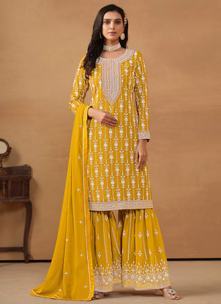 Yellow Georgette Suit design
