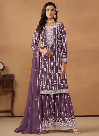 Onion georgette sharara suit for women with dupatta
