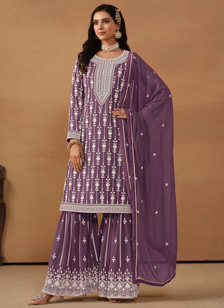 Onion color party wear sharara suit