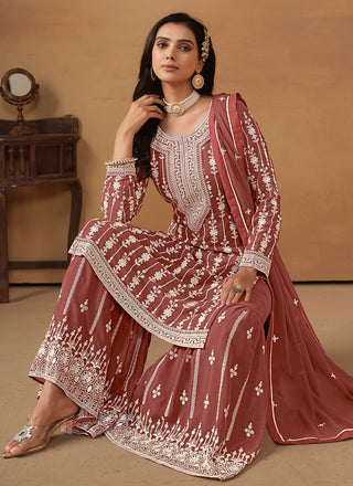 Brown color georgette salwar suit  with dupatta images