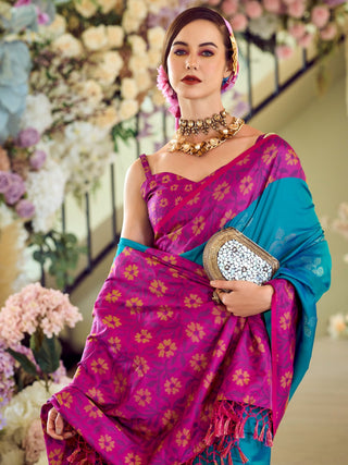 Rama color wedding wear saree online