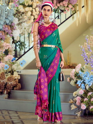 Green color silk saree