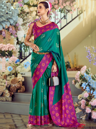 Green color weaving saree price