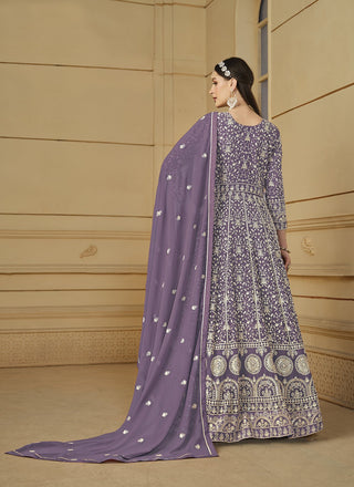 Long onion color georgette gown for women
