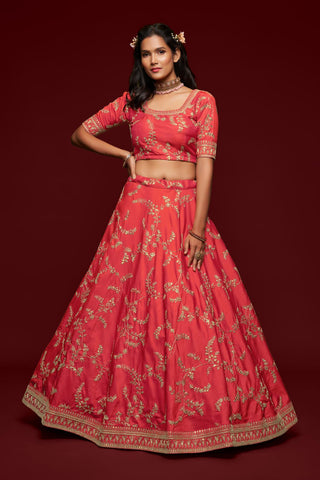 Gajri color silk lehenga choli images