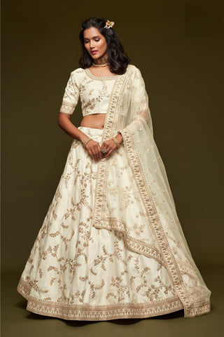 White Bridal Lehenga with red dupatta