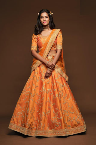 Orange lehenga combination