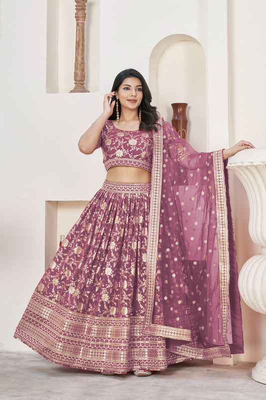 Light brown color dola jacquard lehenga choli for women
