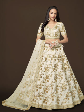 sulb silk White lehenga