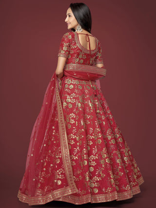 red bridal wear lehenga