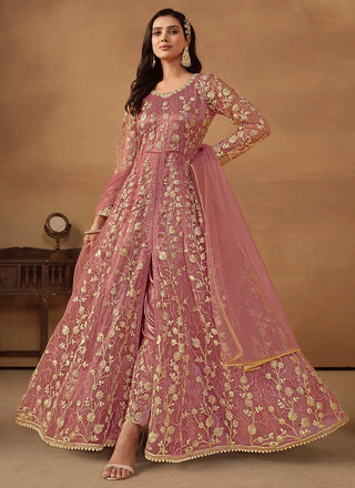 pink net salwar suit for women
