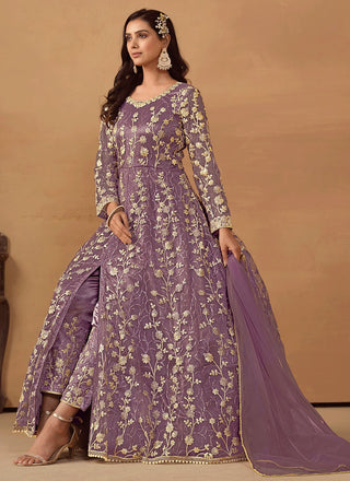 Purple cording work salwar suit for women