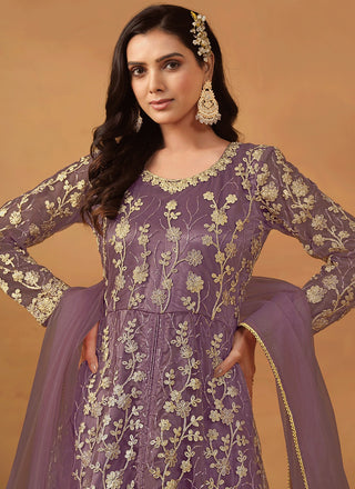 Purple wedding wear salwar suit for women