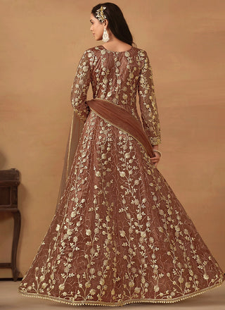 Heavy brown salwar suit with dupatta