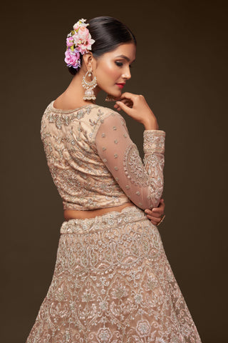 beige lehenga simple engagement party