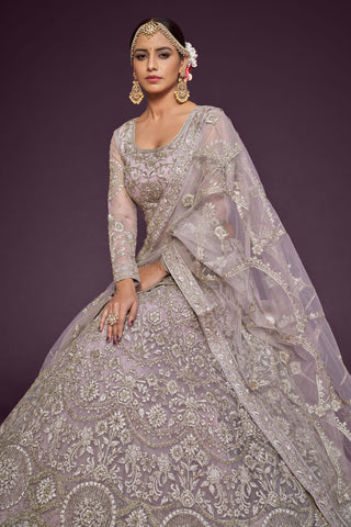 dusky orchid Soft net lehenga wedding