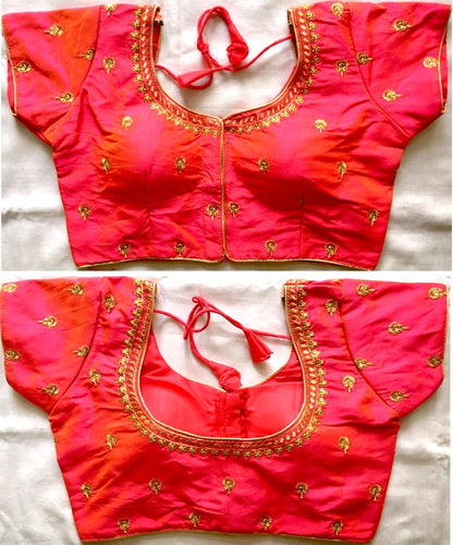 Pink color readymade color silk sequins work blouse for women